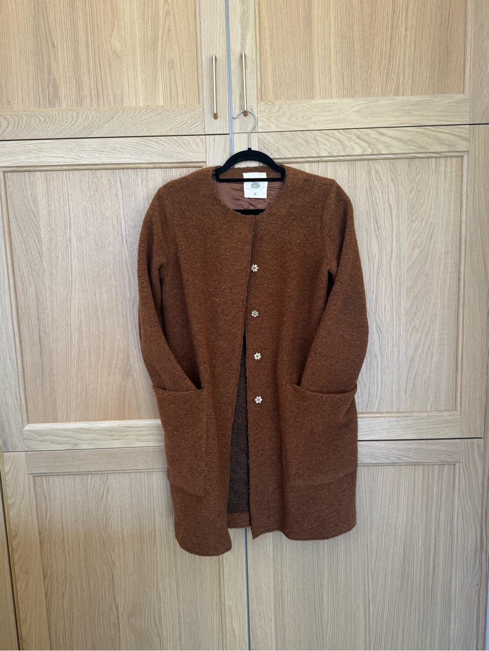 Zara Wool Blend Brown Women's Button coat